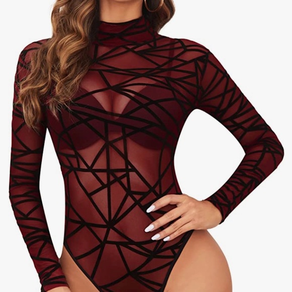 Avidlove Tops - ♥️⭐️Pretty Sheer Mesh Turtleneck Bodysuit